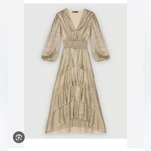 MAJR METALIC GOLD LONG DRESS - size 36/small